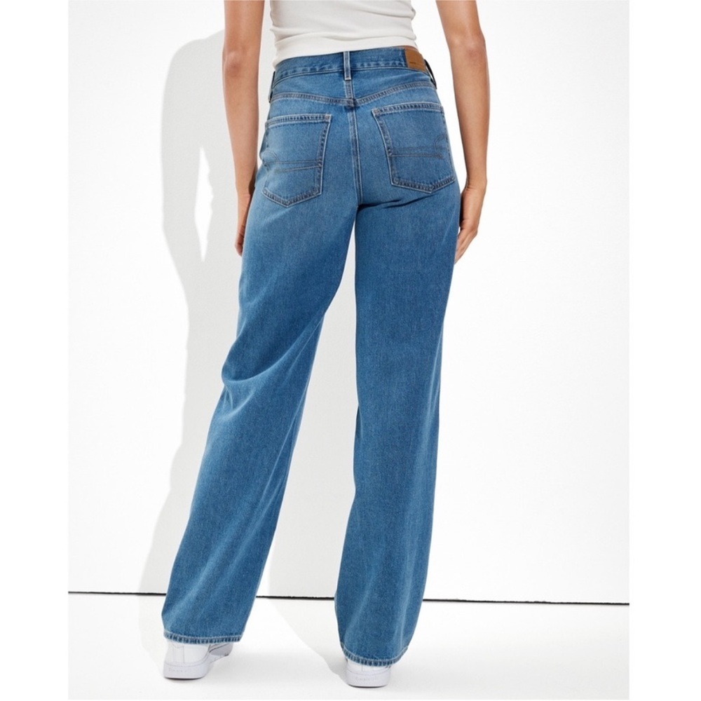 American Eagle Relaxed Skater Jeans High Rise Wide Leg Medium Wash Denim 16 - Picture 2 of 10